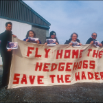 FEE1471 Protesters demonstrate their opposition to the lethal control of European hedgehogs (Erinaceus europaeus) on the islands of Uist, Scotland. © H Warwick