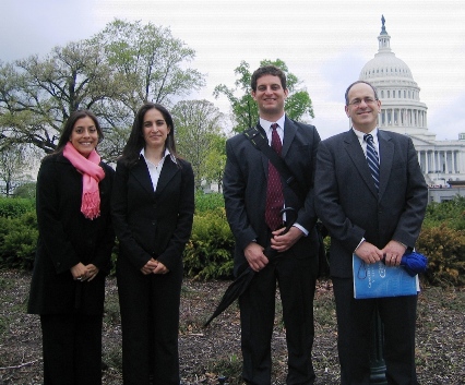 ESA member Anna Stewart, ESA Policy Award winners Jennifer Moslemi and Ari Novy, and ESA member Peter Groffman on their Capitol Hill visits.