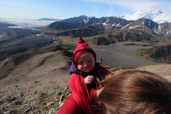 Erin and Lituya at Malaspina glacier, Alaska