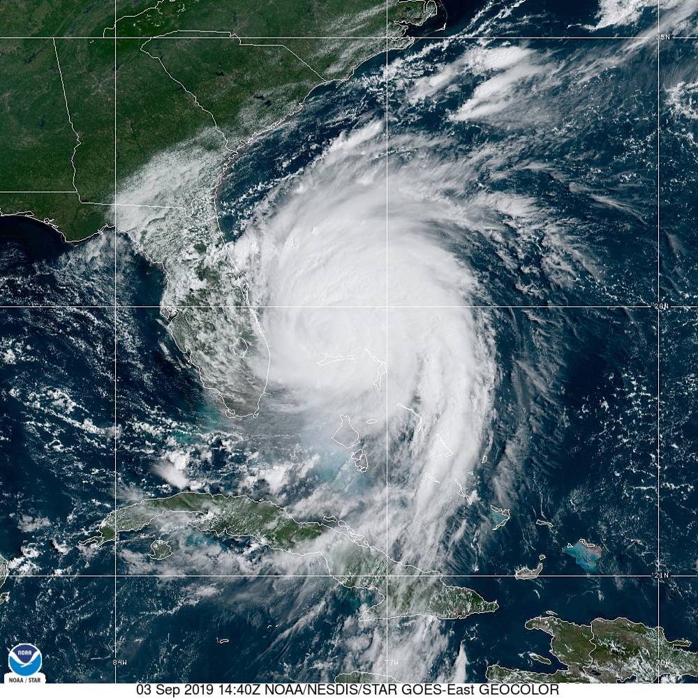 Satellite image of Hurricane Dorian