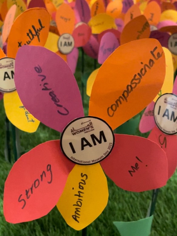 A flower pedal made of construction paper.