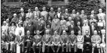 Standing group photo of Ecologists. Black and white.