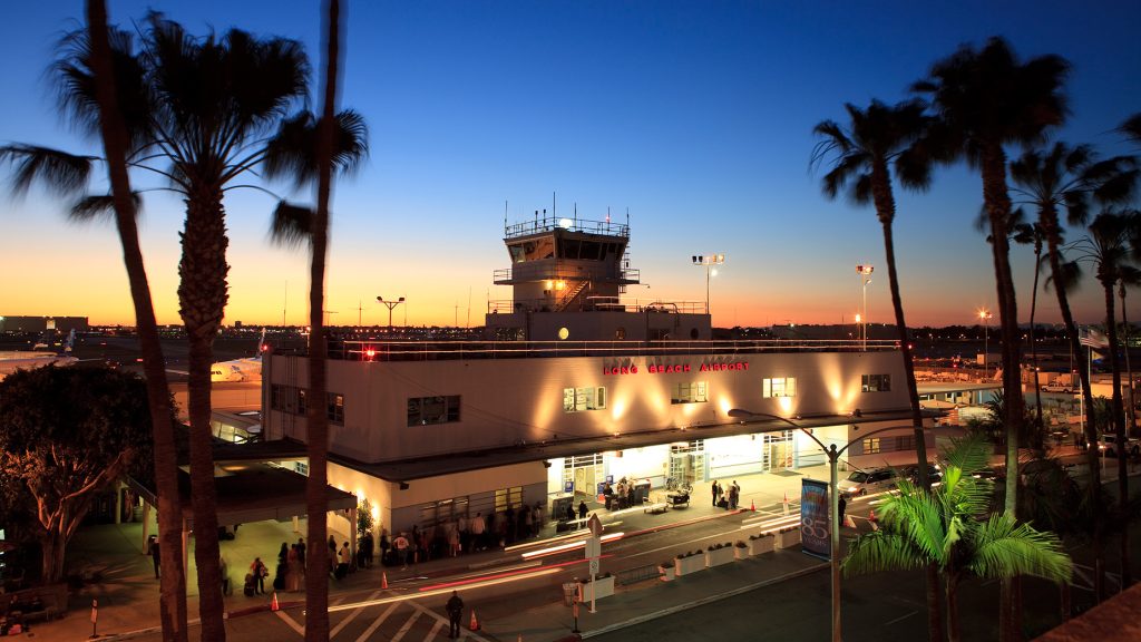 Long Beach Airport at night.