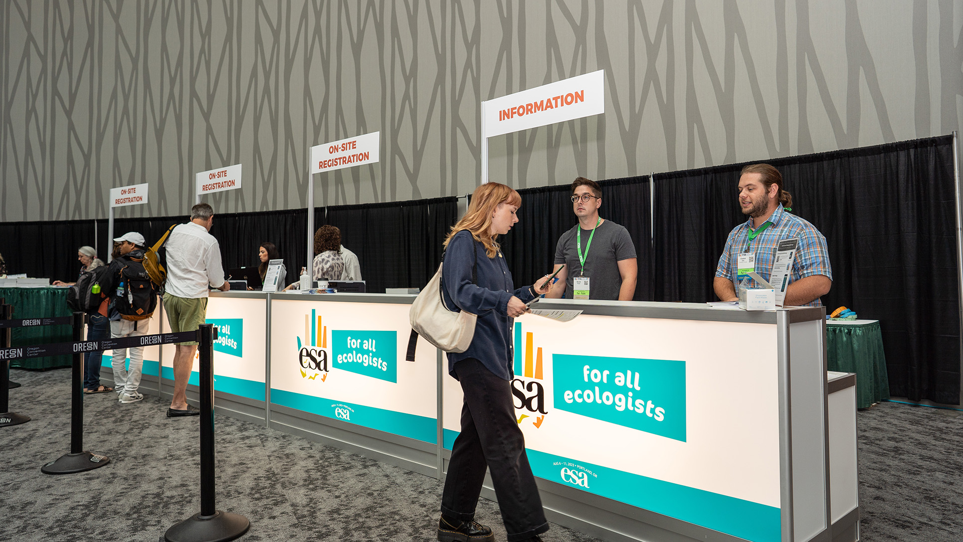 The registration booth at the Annual Meeting.