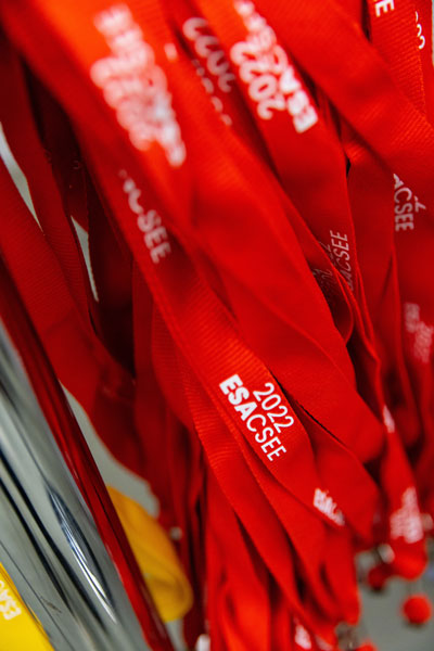 Red lanyards.