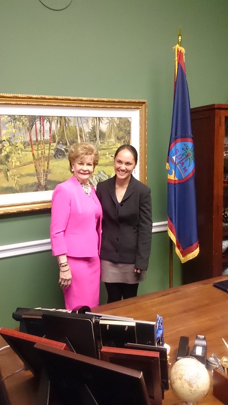 Picture of Ann Marie Gawel and Del. Madeline Bordallo in an office.